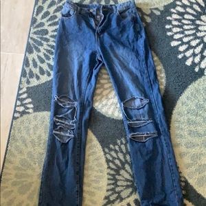 Blue jeans with rips